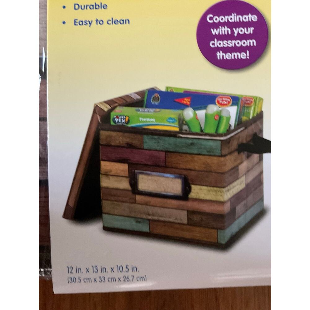 Lot of 2 Storage Boxes in Reclaimed Wood Teacher Created Resources NEW